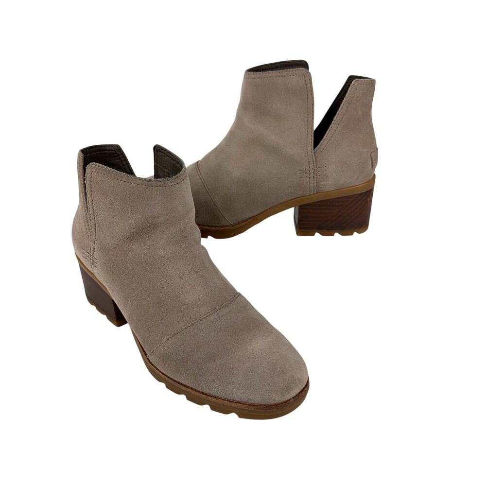 Sorel Cate Cut Out Booties Ankle Boots Suede Womens 8 Tan Taupe